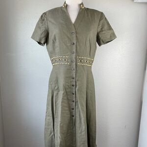Sheri Martin New York Linen Blend Maxi Dress EUC